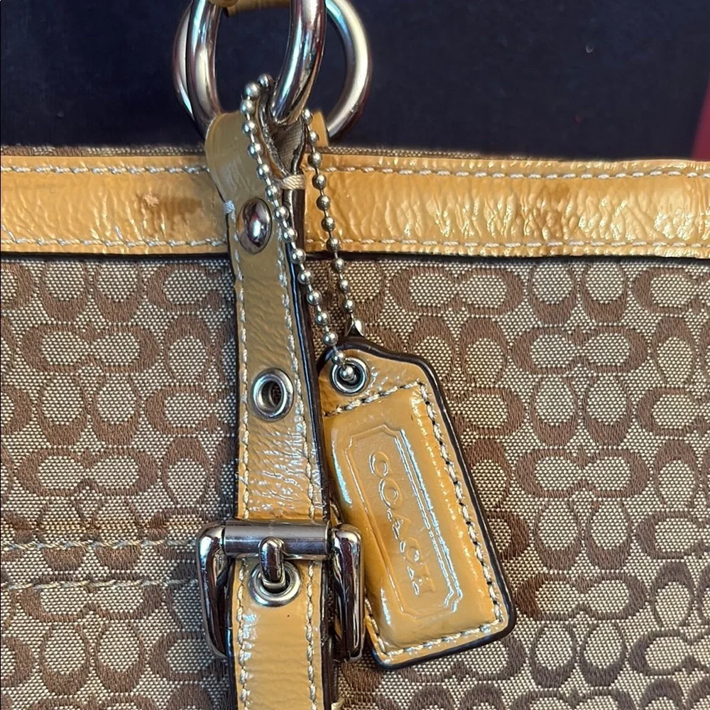Coach Tan and Brown Shoulder Bag with Leather Accents - Picture 3 of 8